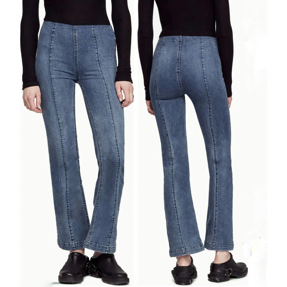 FREE PEOPLE SLIM KICK PULL ON FLARE JEANS WOMEN SIZE 28